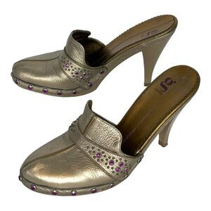 COLE HAAN G Lab Series Y2K Metallic Gold Leather High Heels Shoes Size 9 Retro